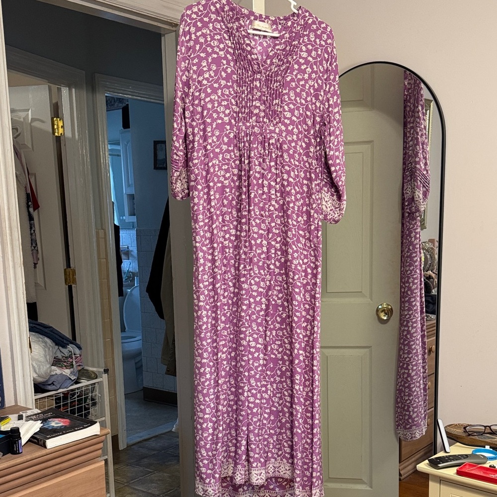 Natalie Martin Fiore Lavender Silk Floral Dress in Lilac Print